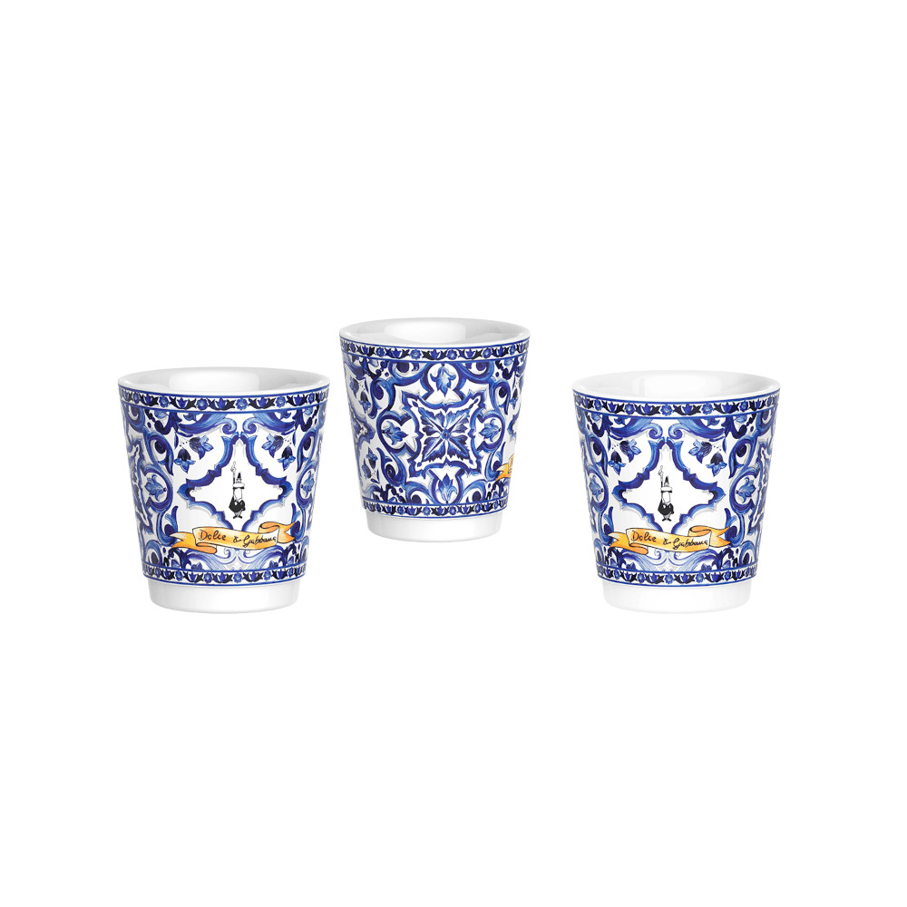 Geschenkbox Dolce & Gabbana Moka Express 3 Tassen Blu Mediterraneo + 3 Espressobecher und Rührstäbchen