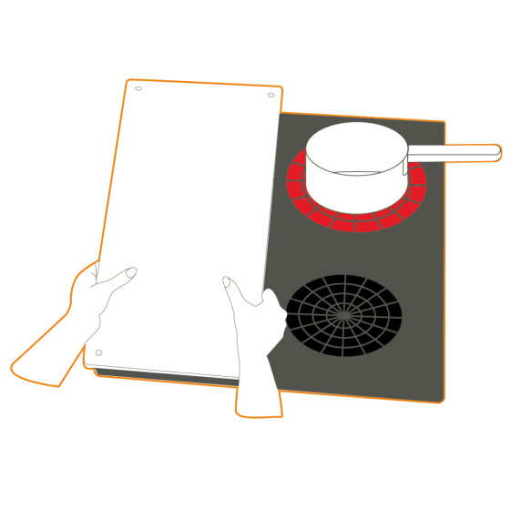 Ceranfeldschutz 1/2 schwarz, 50x28 cm, aus gehärtetem Glas