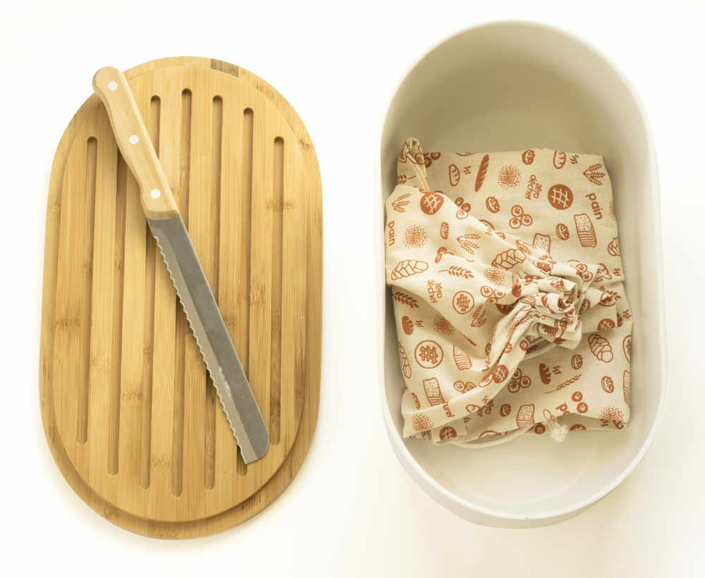 Brottopf mit Schneidbrett & Messer und Beutel