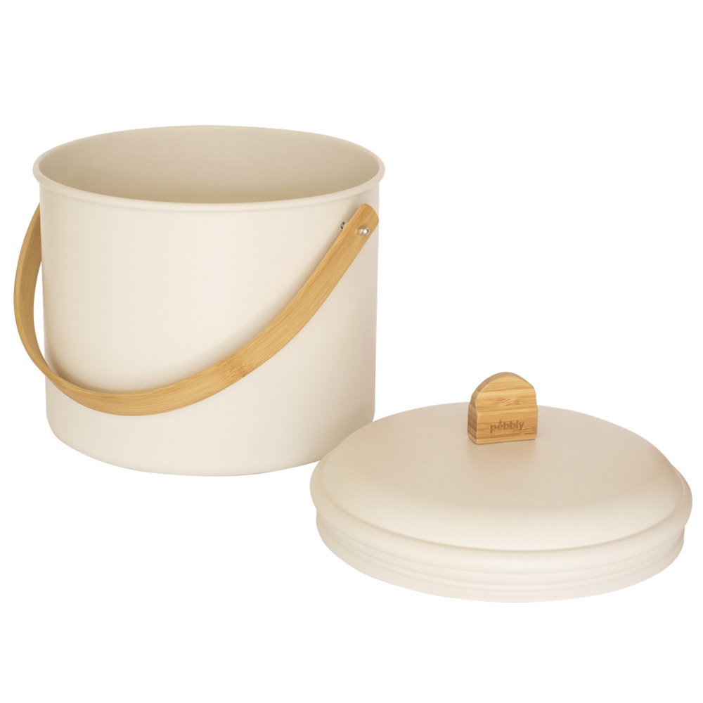 Kompostbehälter Metall / Bambus creme