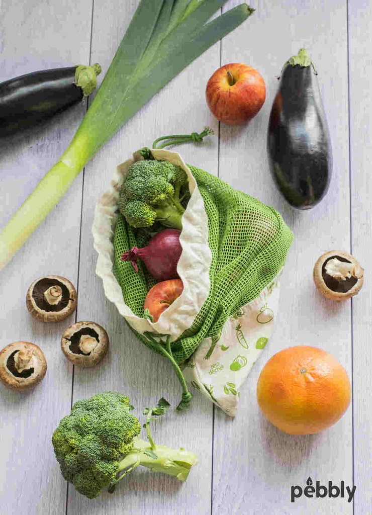 Gemüsebeutel aus Biobaumwolle grün
