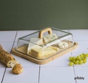 Käsebox Bambus L mit Glasdeckel
