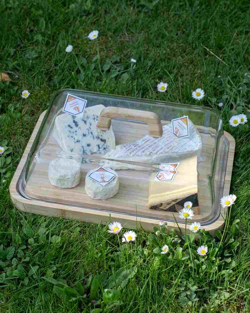 Käsebox Bambus L mit Glasdeckel