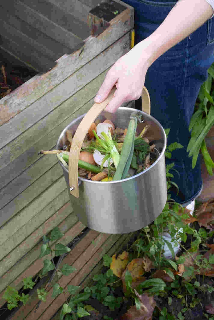 Kompostbehälter Edelstahl / Bambus