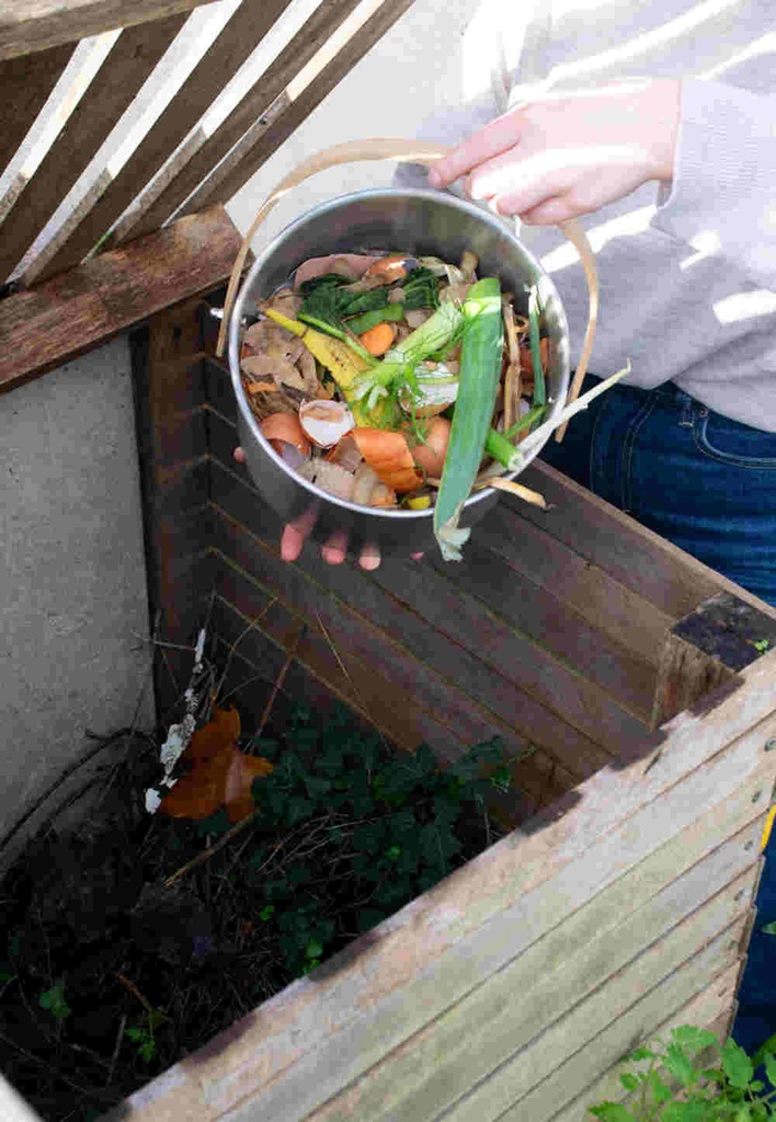 Kompostbehälter Edelstahl / Bambus