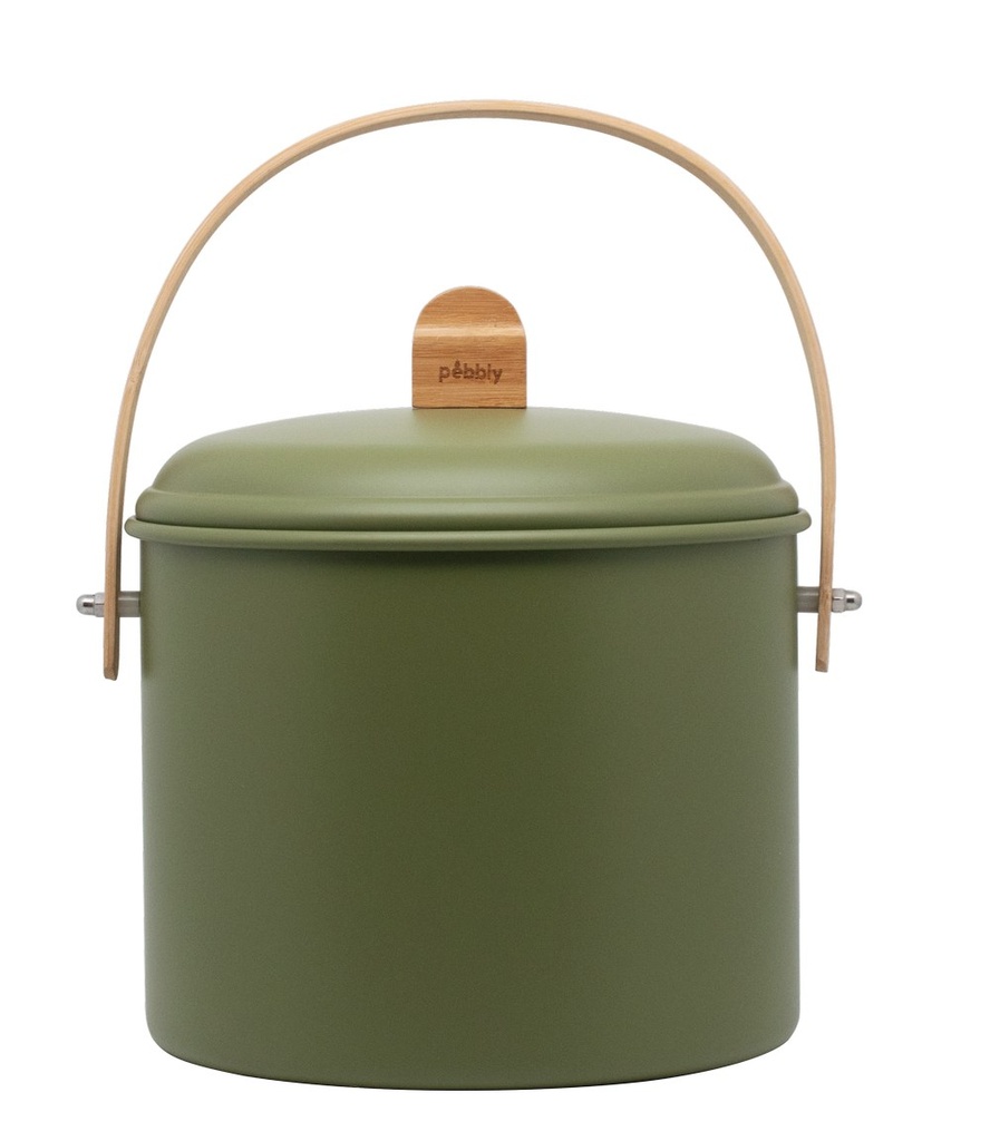 Kompostbehälter Metall / Bambus M Olive