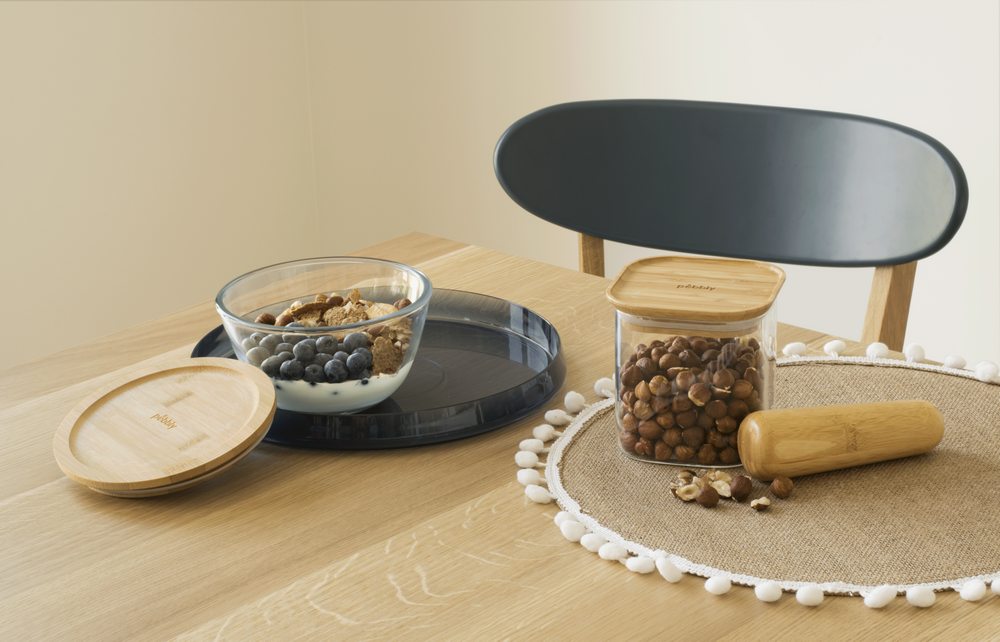 Rührschüssel rund Glas/Bambus