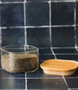 Vorratsdose quadratisch Glas/Bambus