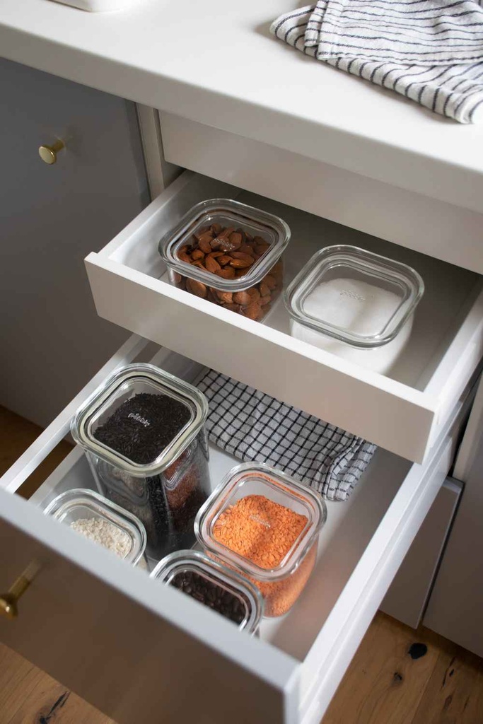 Vorratsdose quadratisch mit Glasdeckel