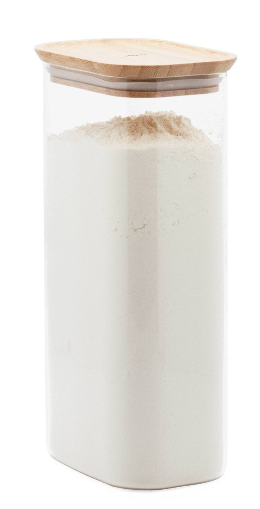 Vorratsdose rechteckig hoch Glas/Bambus 1,8l