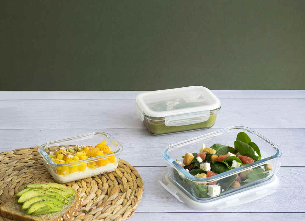 Frischhaltedosen rechteckig 3er Set Glas/PP