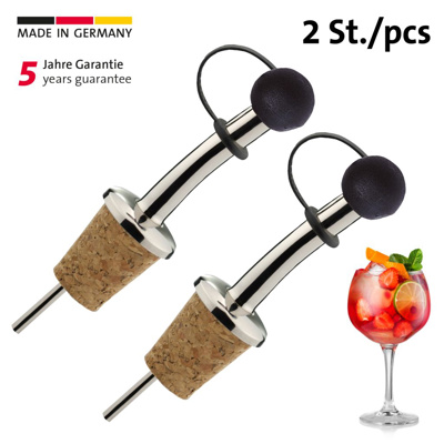 2 Ausgießer Classic Standard Naturkorken, Schlaufenkäppchen