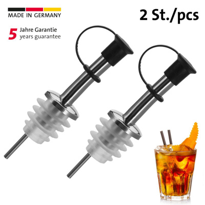 2 Ausgießer »Inox Standard«, Silikonkork, Schlaufenkäppchen