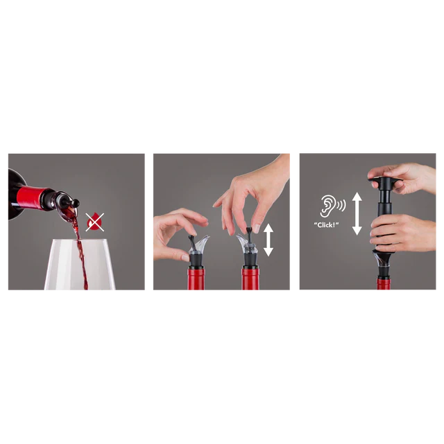 Weinausgießer & Pumpe (1 Pumpe, 1 Ausgießer mit eigenem Verschluss), Faltschachtel