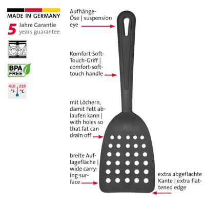 Pfannenwender »Gentle« mit großer gelochter Laffe
