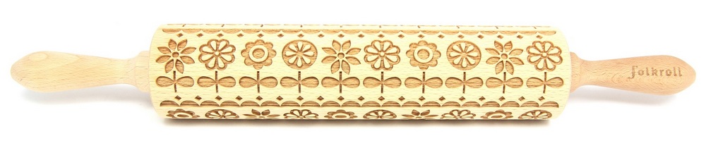 Nudelholz Skandinavische Blumen Groß 43cm