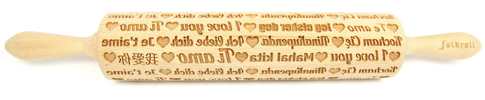 Nudelholz I Love You Groß 43cm