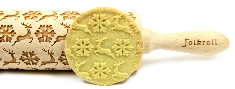 Nudelholz Rentier & Schneeflocke