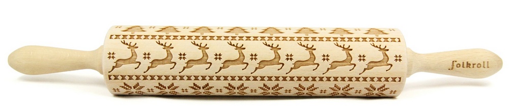 Nudelholz Skandinavische Weihnachten Groß 43cm