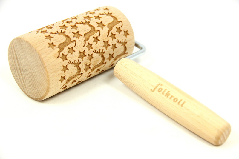 Nudelholz Rentier & Sterne Mini 9,5cm