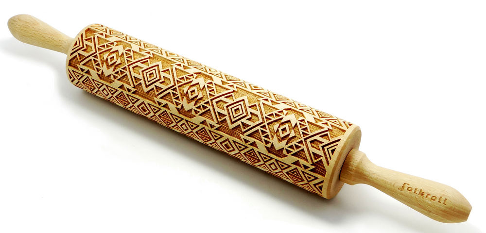 Nudelholz Aztek Muster Groß 43cm
