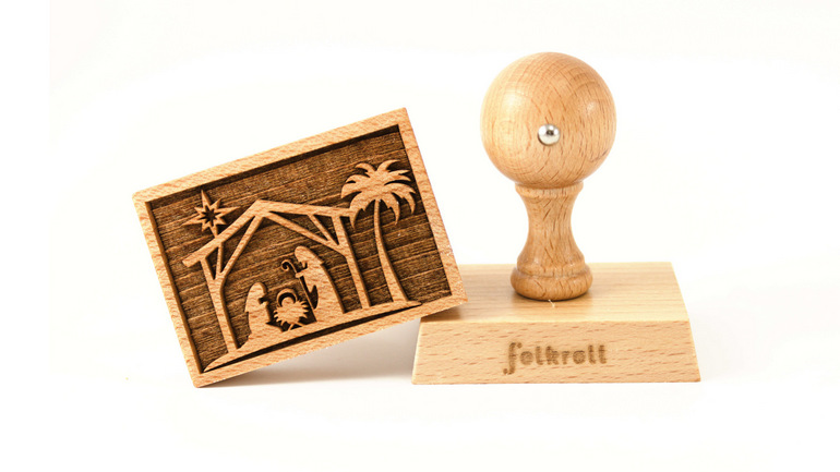 Stempel Weihnachtskrippe rechteckig