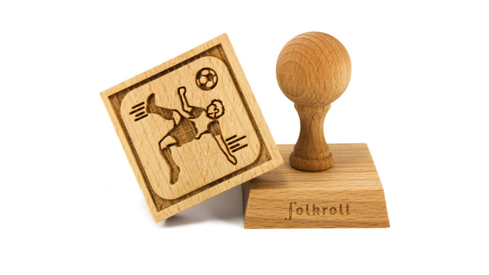 Stempel Fußballspieler quadratisch