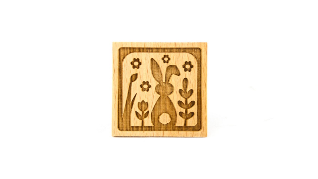 Stempel Hase & Blumen quadratisch