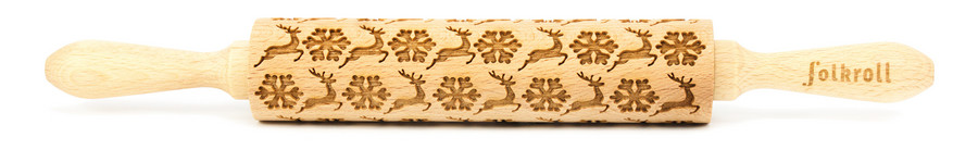 Nudelholz Rentier & Schneeflocke Medium 37cm