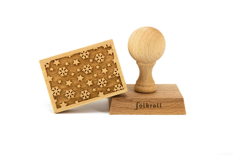 Stempel Schneeflocke und Sterne rechteckig