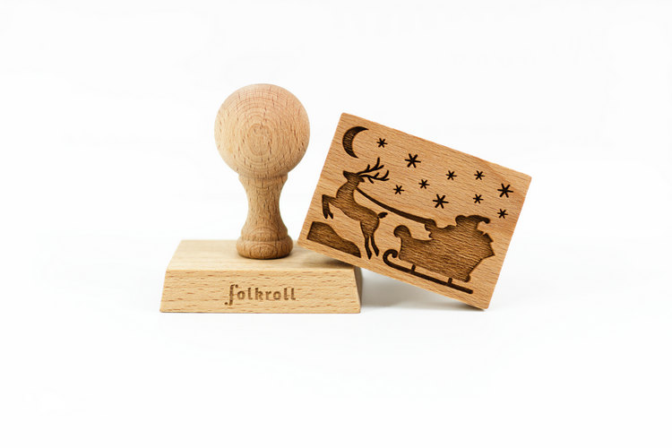 Stempel Weihnachtsschlitten rechtseckig