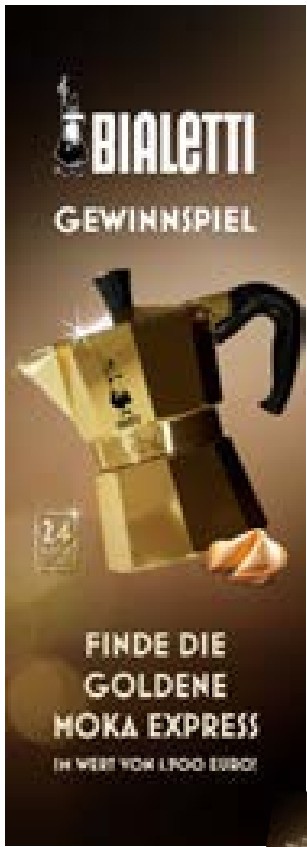 Textil-Werbebanner Finde die goldene Moka