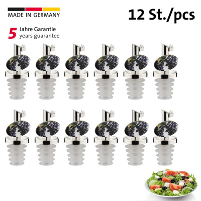 12 Ausgießer »Inox Essig-Spezial«, Silikonkork, Dekor, Display 