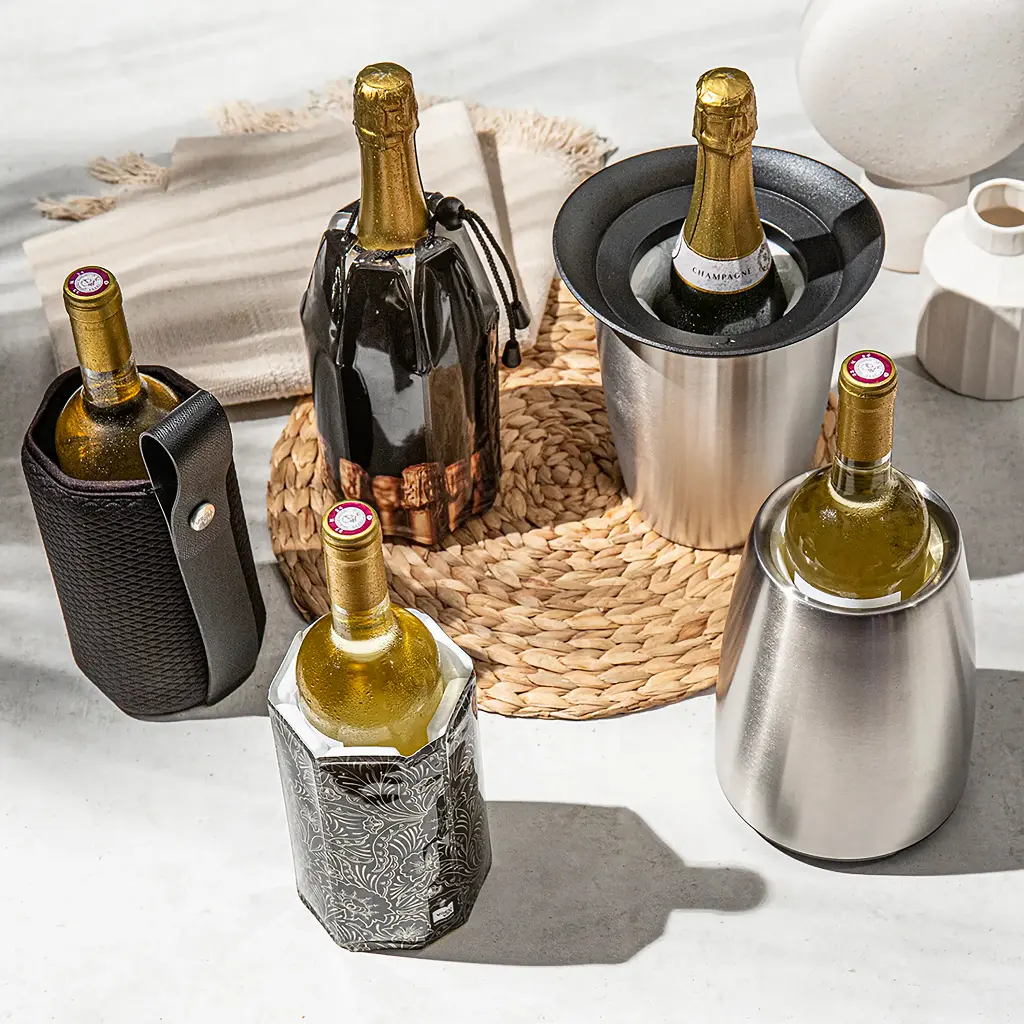 Aktiv Weinkühler Elegant in Edelstahl, Faltschachtel