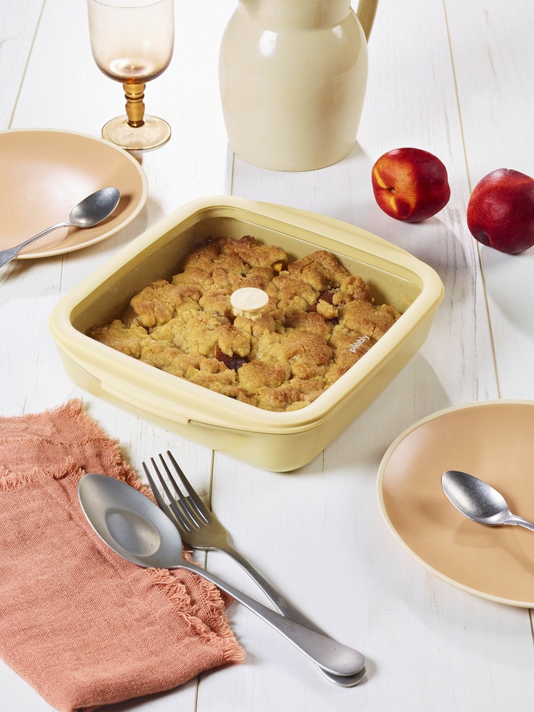 Auflaufform Glas quadratisch mit Glas-Silikon-Deckel 