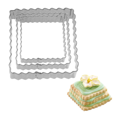 3 Terrassen-Ausstechformen »Quadrat gewellt«, 4 cm, 5 cm, 6 cm