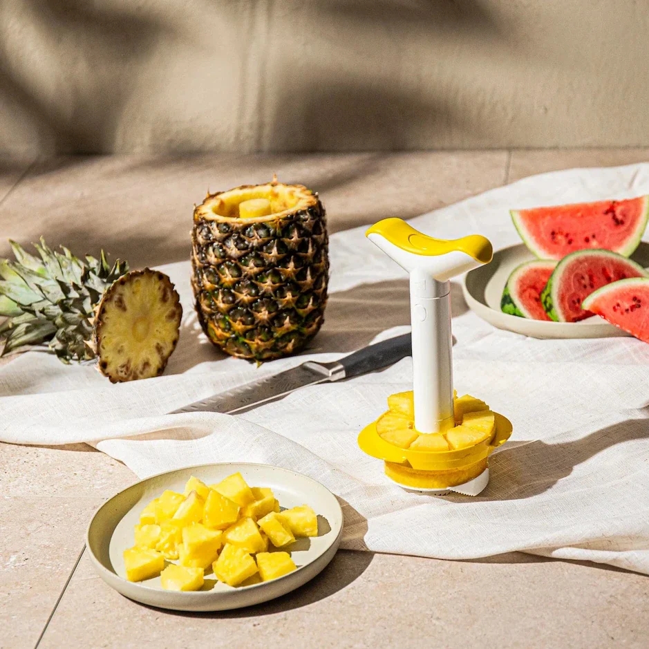 Ananasschneider & Spalter weiß/gelb, Karte  