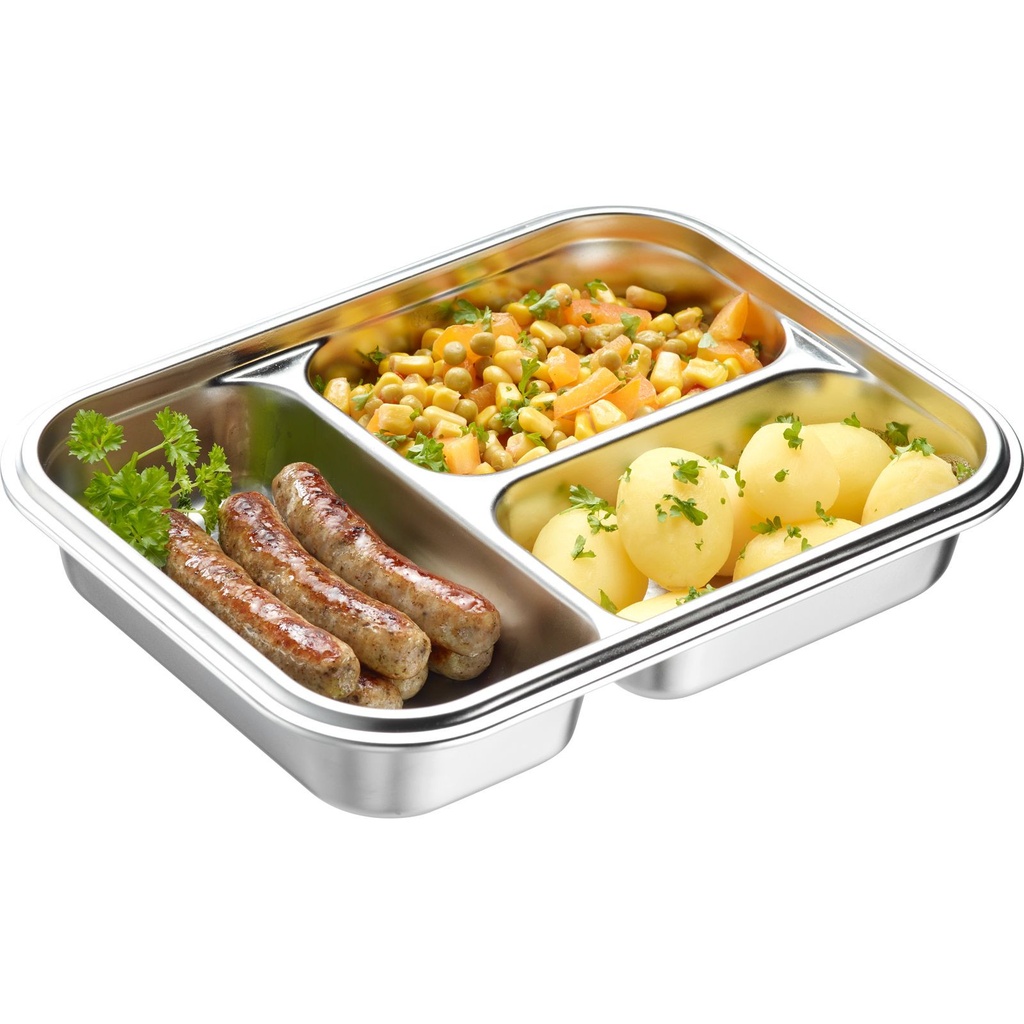 Edelstahl Lunch Box/ Frischhaltedose, geteilt, 280 + 280 + 400 ml