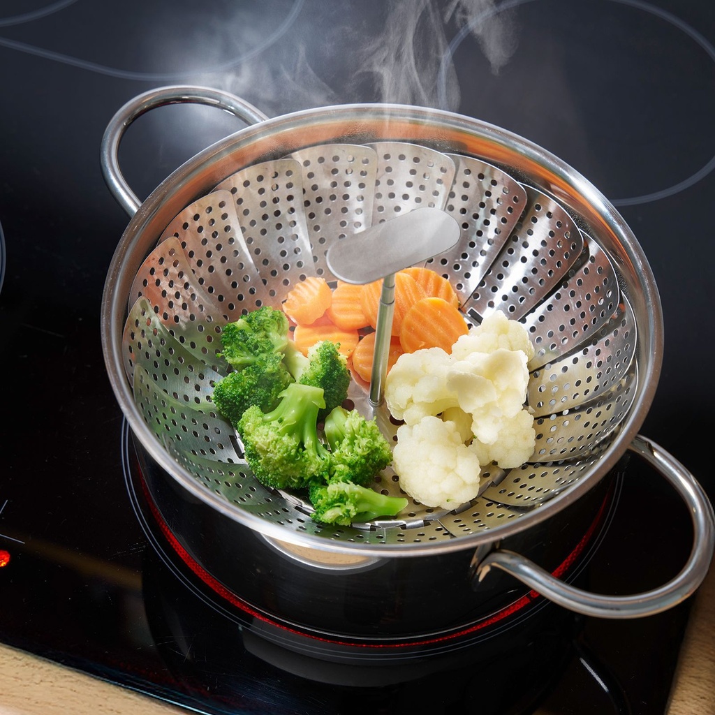 Dünsteinsatz mit Silikonfüßen, verstellbar 