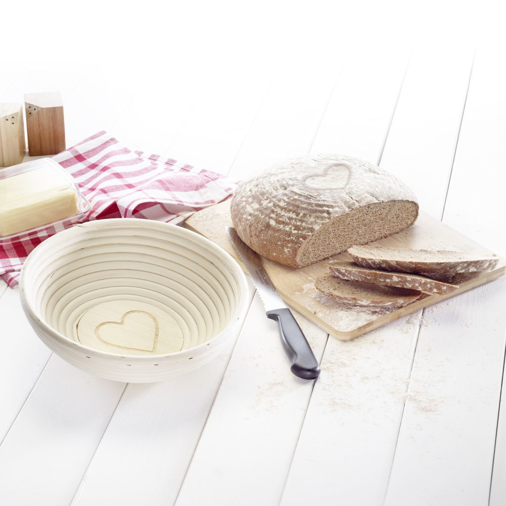 Set Gärkörbchen rund, mit Herz, Ø 24,5 x 8,5 cm, mit Bezug