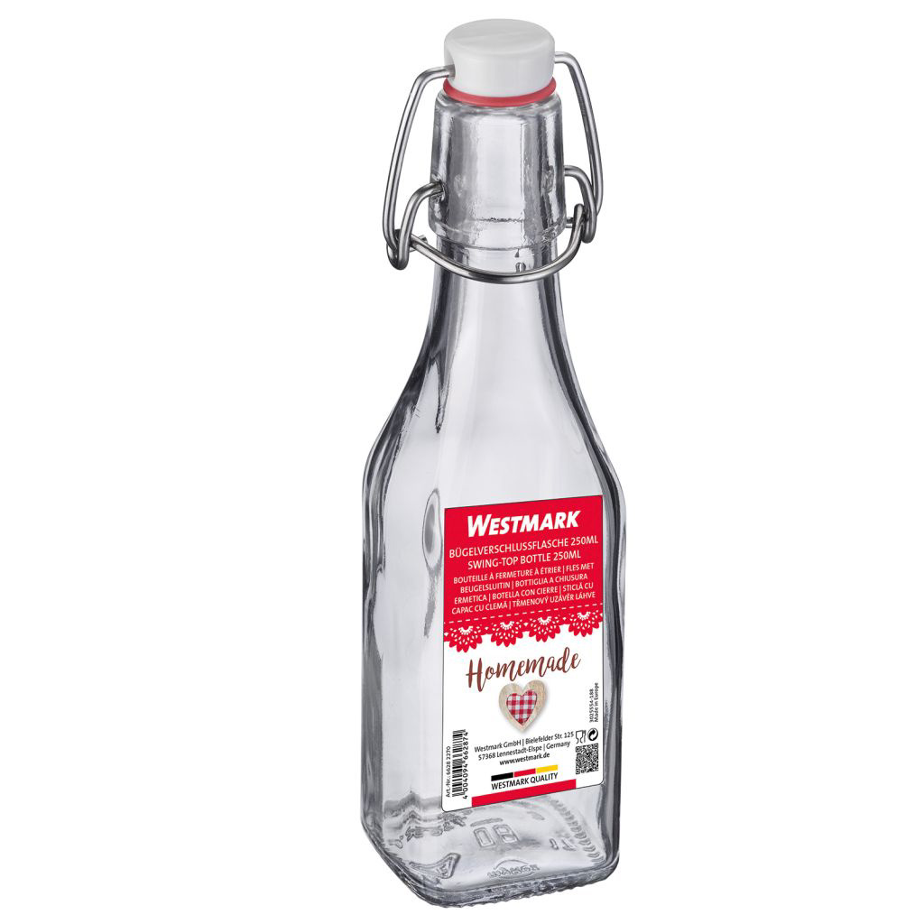 Bügelverschlussflasche eckig, 250 ml