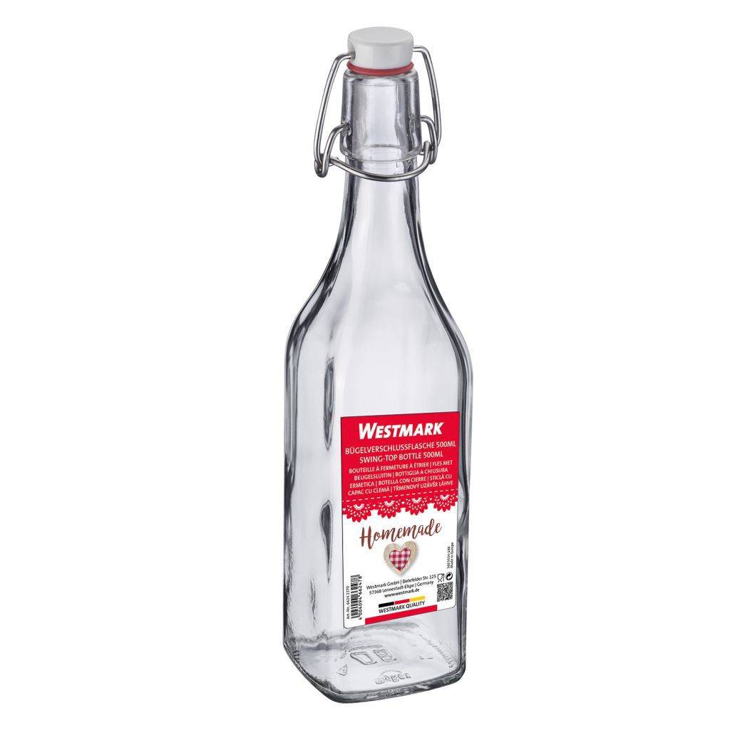 Bügelverschlussflasche eckig, 500 ml