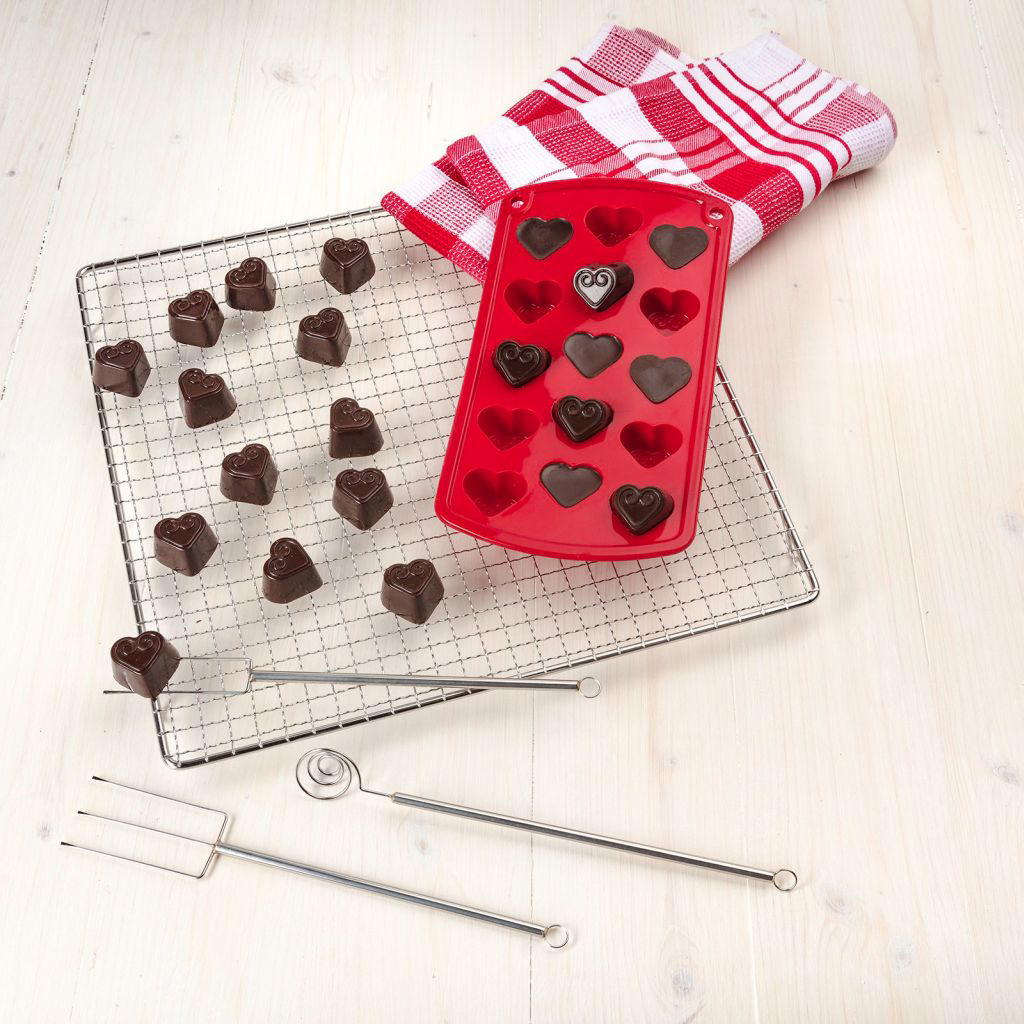 Silikon-Pralinenform »Herz«, rot