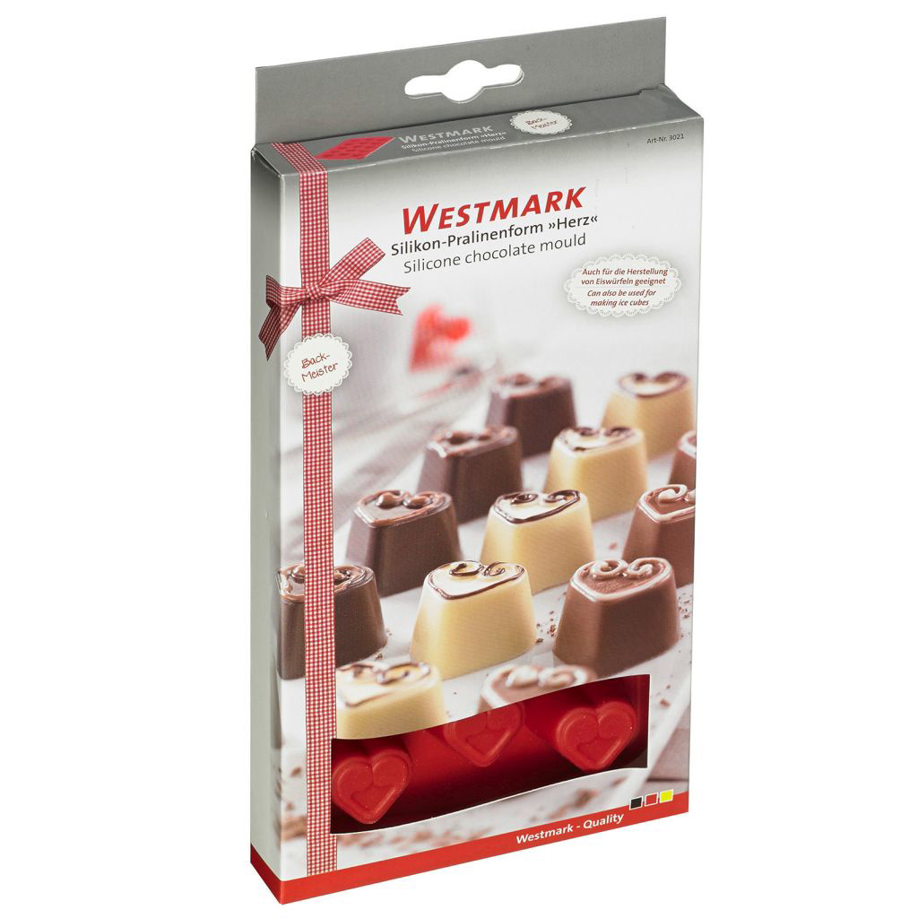 Silikon-Pralinenform »Herz«, rot