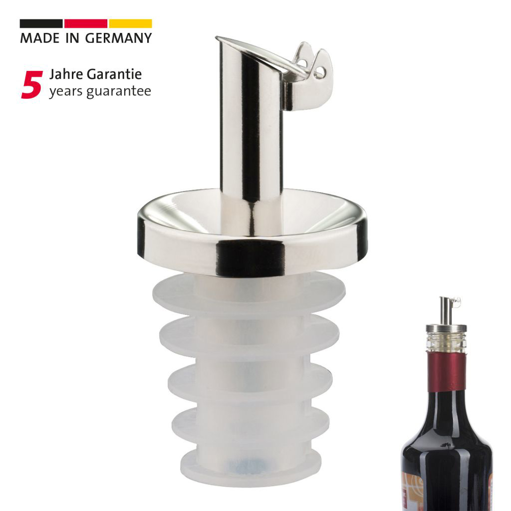 Ausgießer »Inox Essig-Spezial«, Silikonkork, kurz, Metallklappe