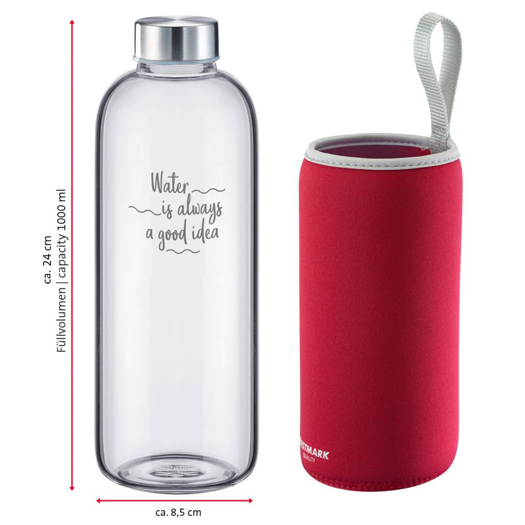 Trinkflasche »Viva« aus Glas mit Cover