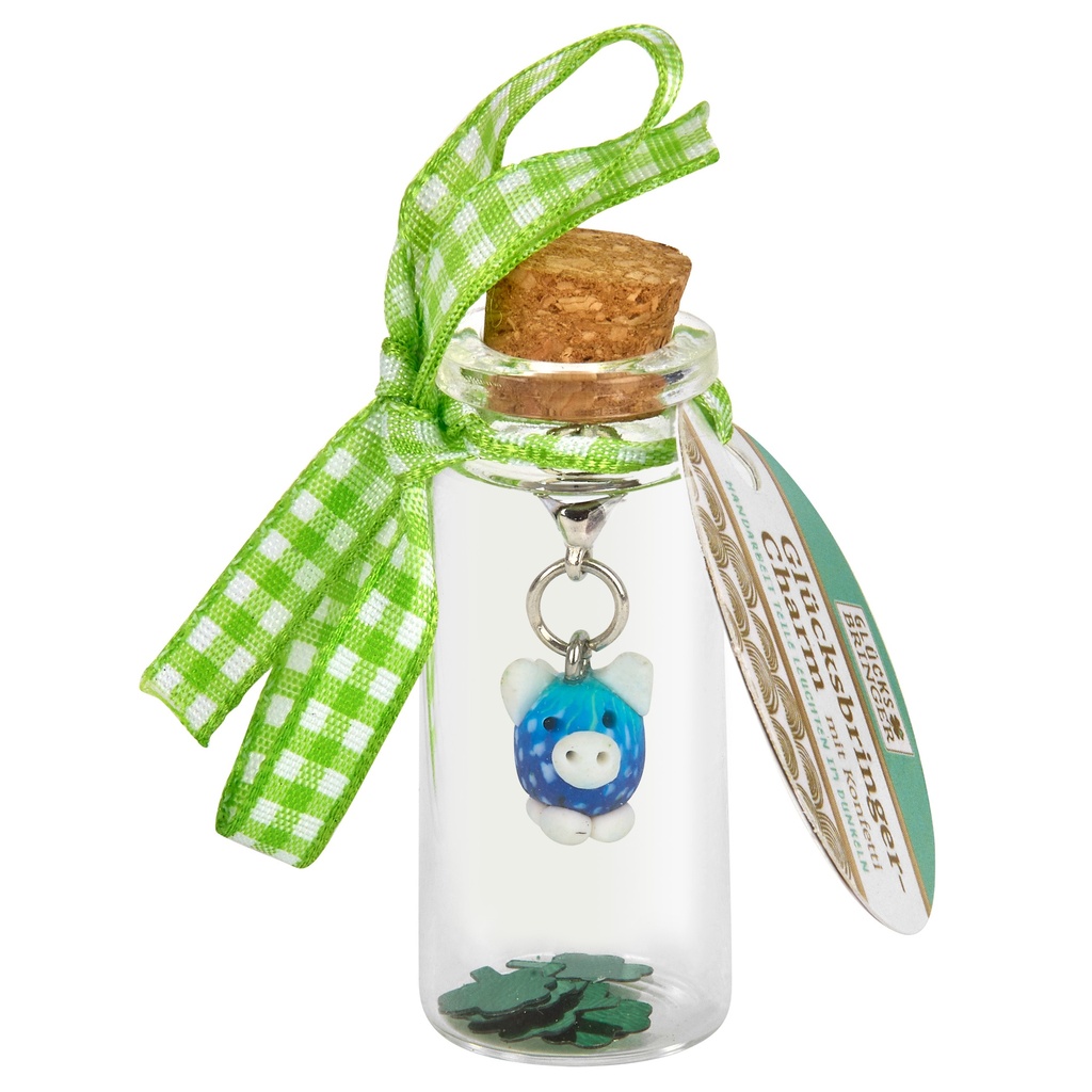 SET Glücksschweinchen-Charm im Glas, 25 Stk, 5-fach sort im
