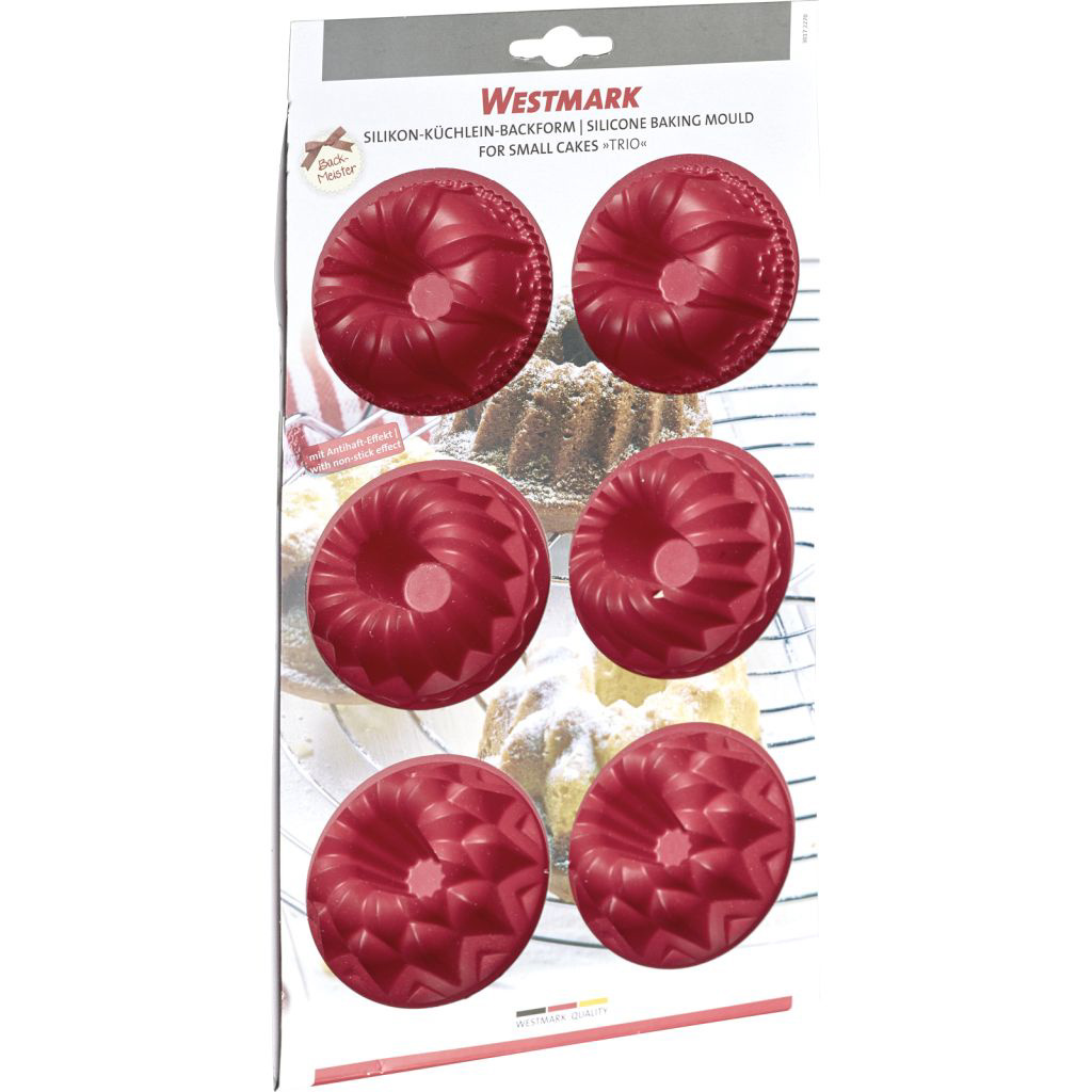 6er Silikon-Küchlein-Backform »Trio«, rot