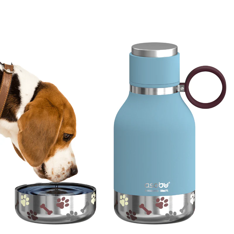 Isolierflasche für Hunde Blau