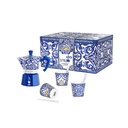 Geschenkbox Dolce & Gabbana Moka Express 3 Tassen Blu Mediterraneo + 3 Espressobecher und Rührstäbchen